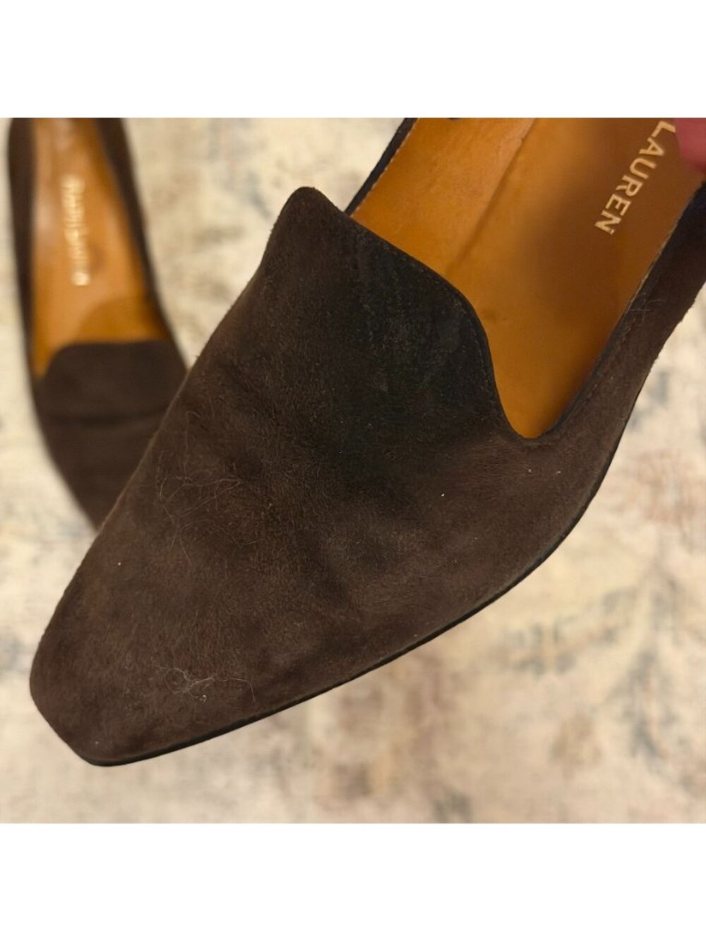 Ralph Lauren Chocolate Brown Suede Heel Loafers Size 6.5 Quiet Luxury - Picture 8 of 8
